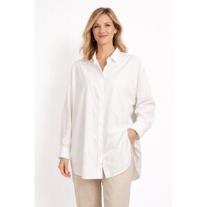 Style Mafia x Free People White Button Front Shirt Oversized NEW Womens S/M